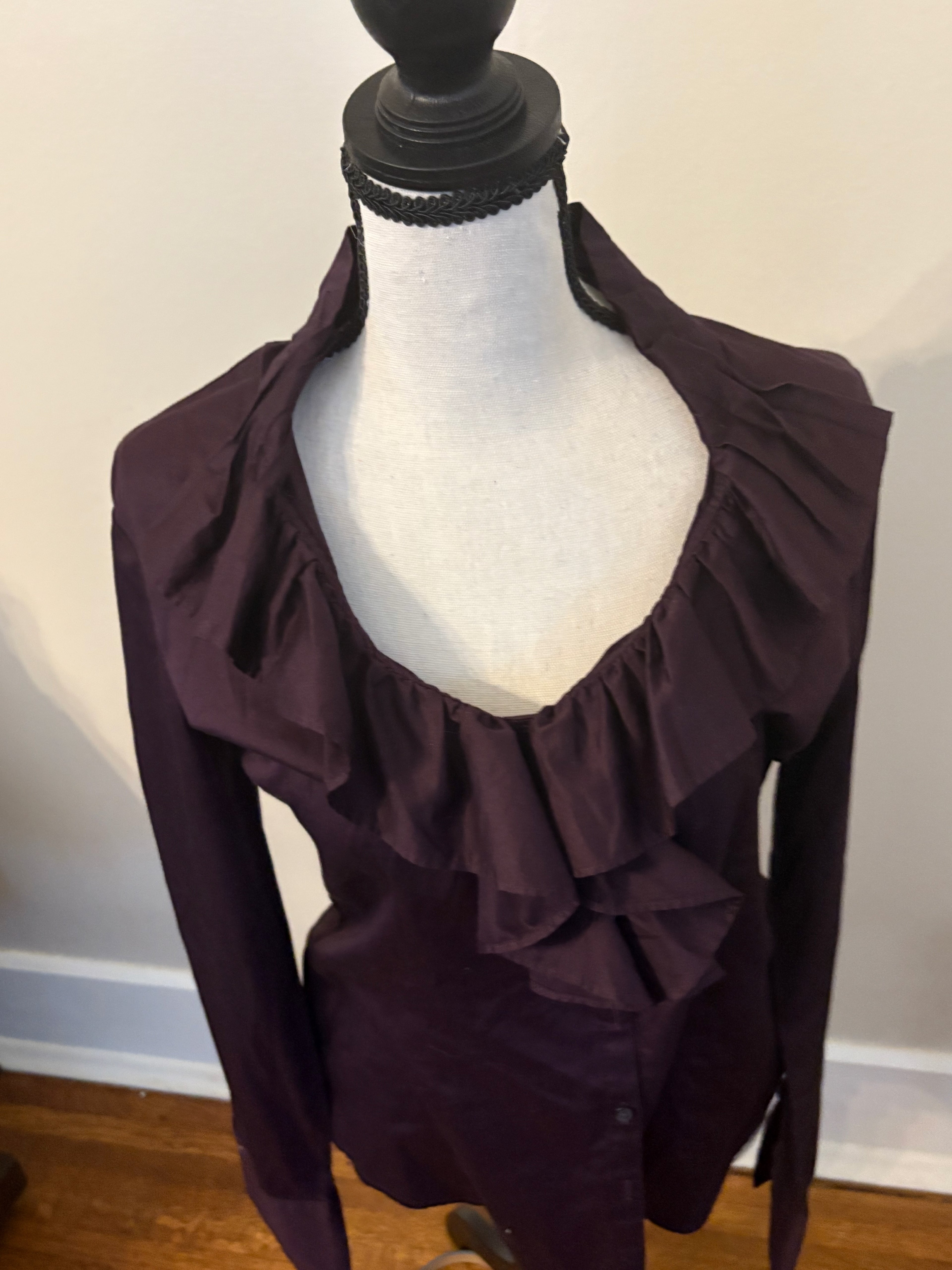 Ann Taylor Loft purple ruffle v-neck Size 10