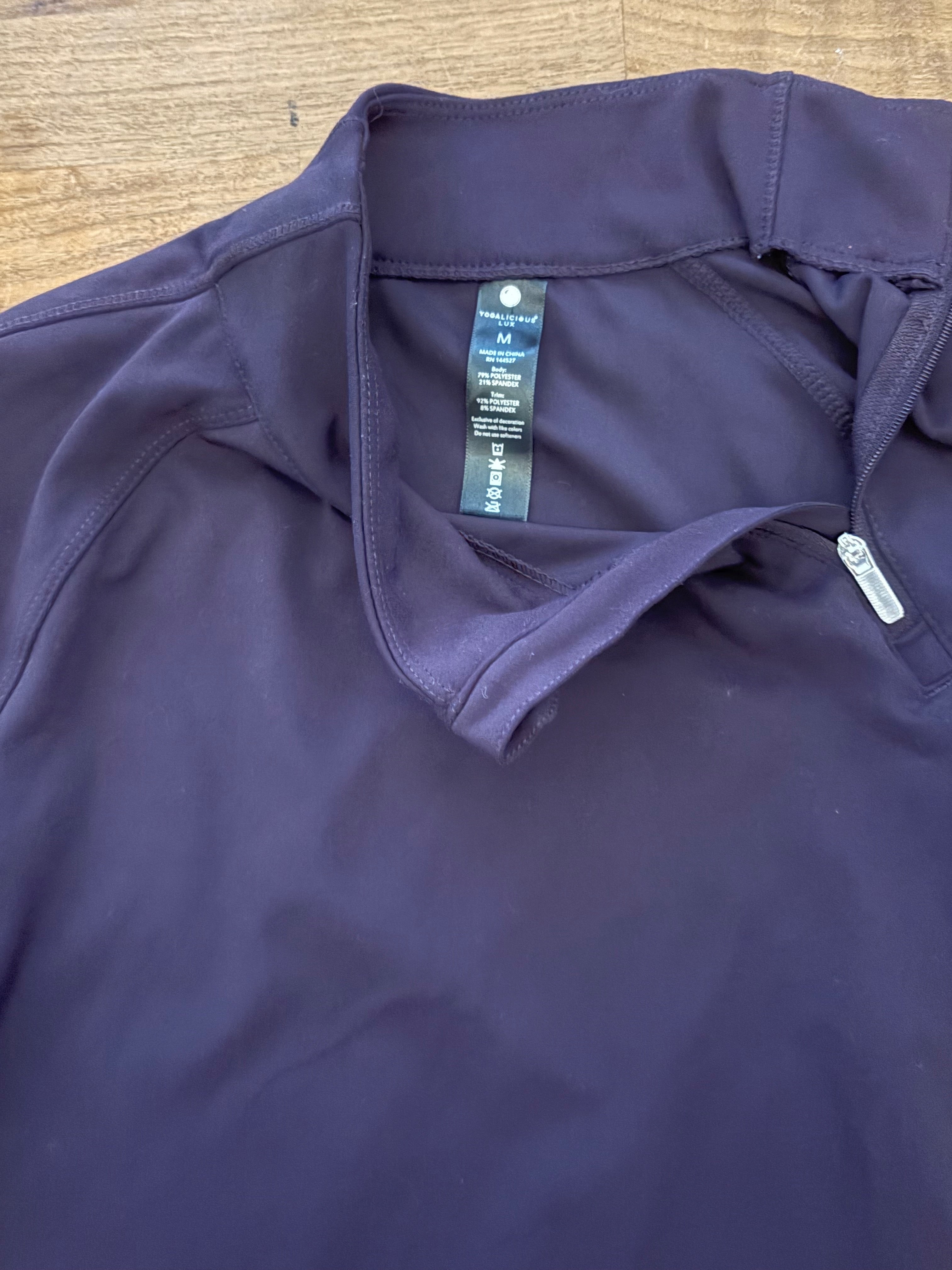 Yogalicious Lux Long Sleeve Athletic Pullover Sweatshirt Purple Size Medium