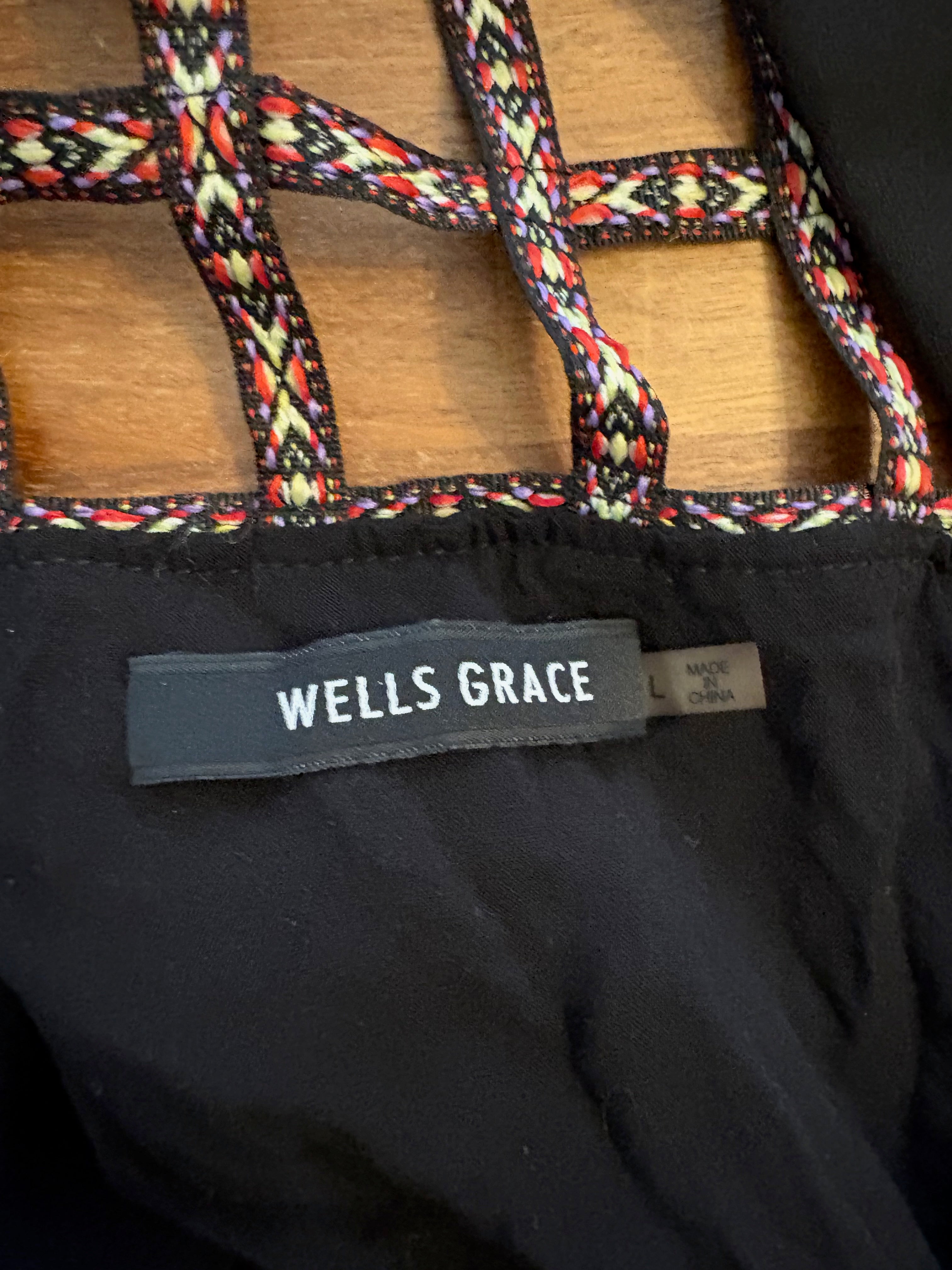Wells Grace black sleeveless wrap dress size L