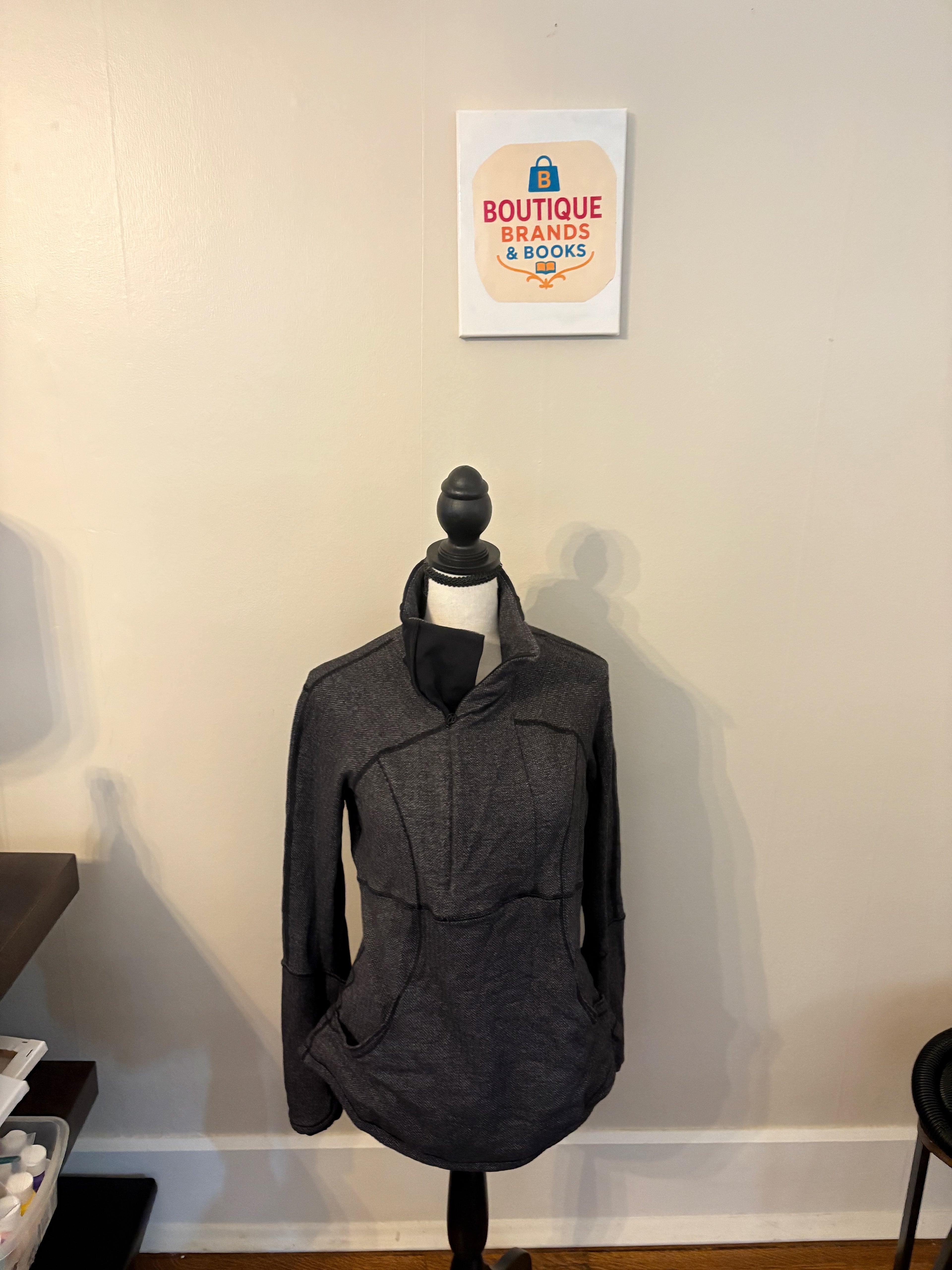 Lululemon Think Fast Pullover Mini Check Pique Pique Black Heathered Size M