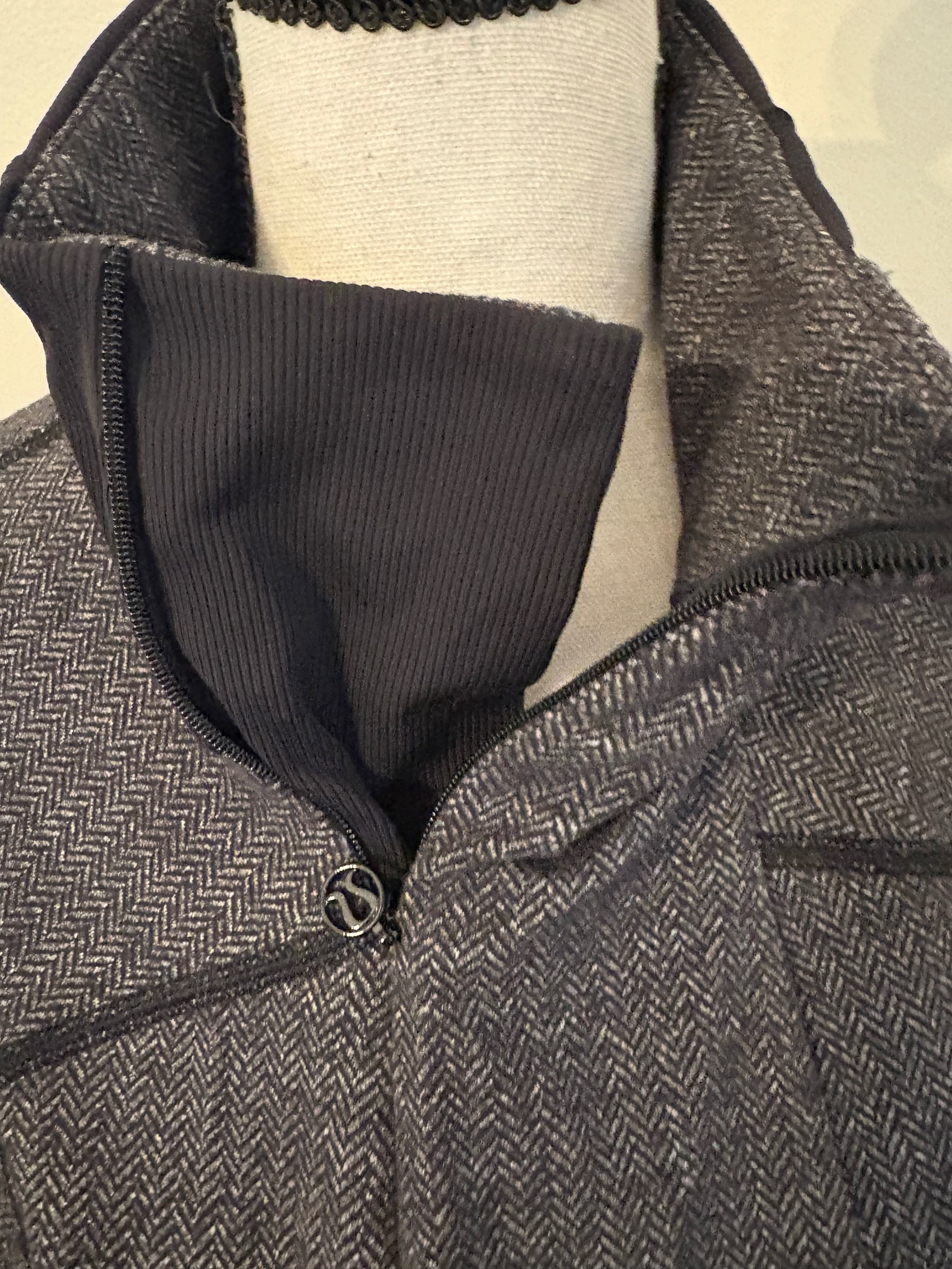Lululemon Think Fast Pullover Mini Check Pique Pique Black Heathered Size M