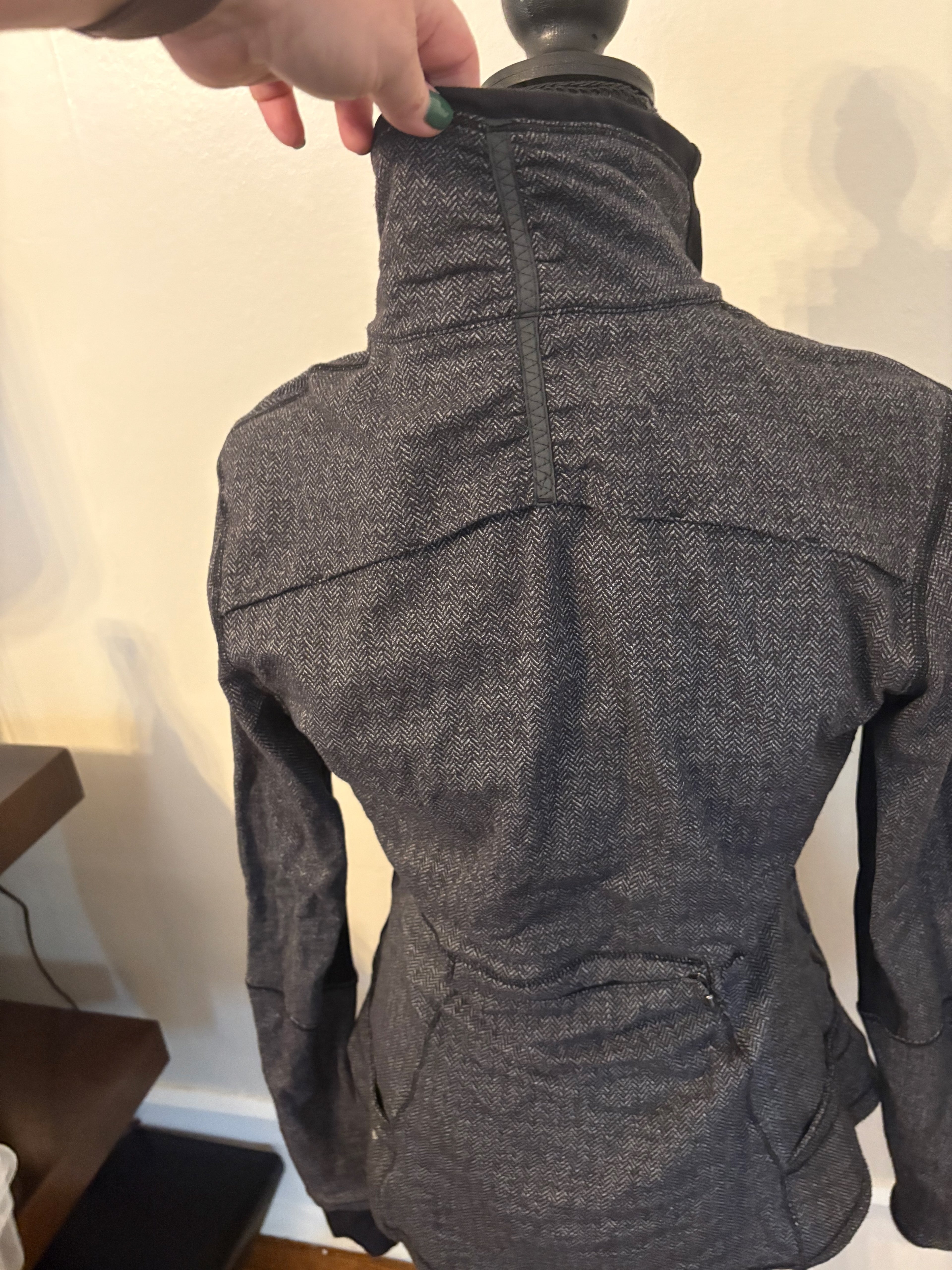 Lululemon Think Fast Pullover Mini Check Pique Pique Black Heathered Size M