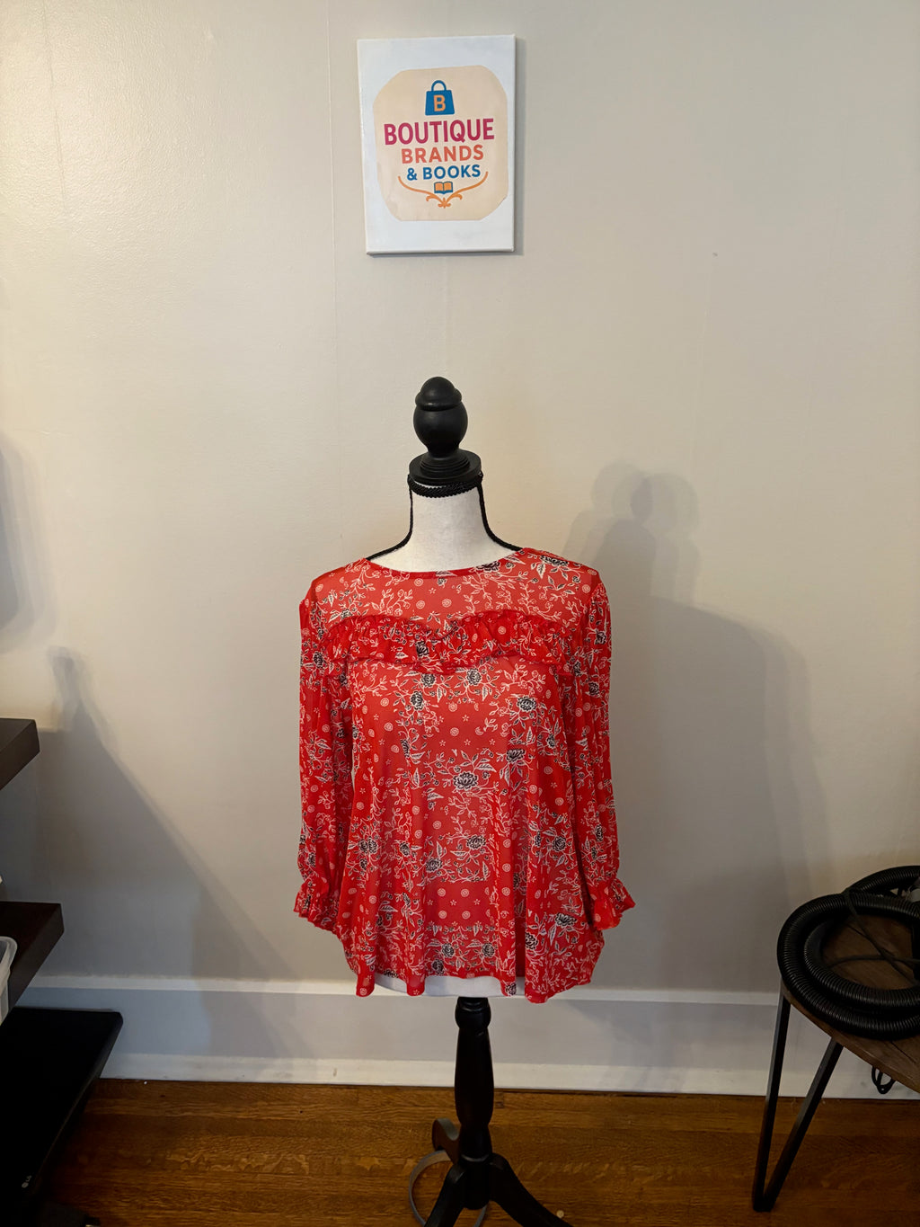 Ember M sheer red blouse