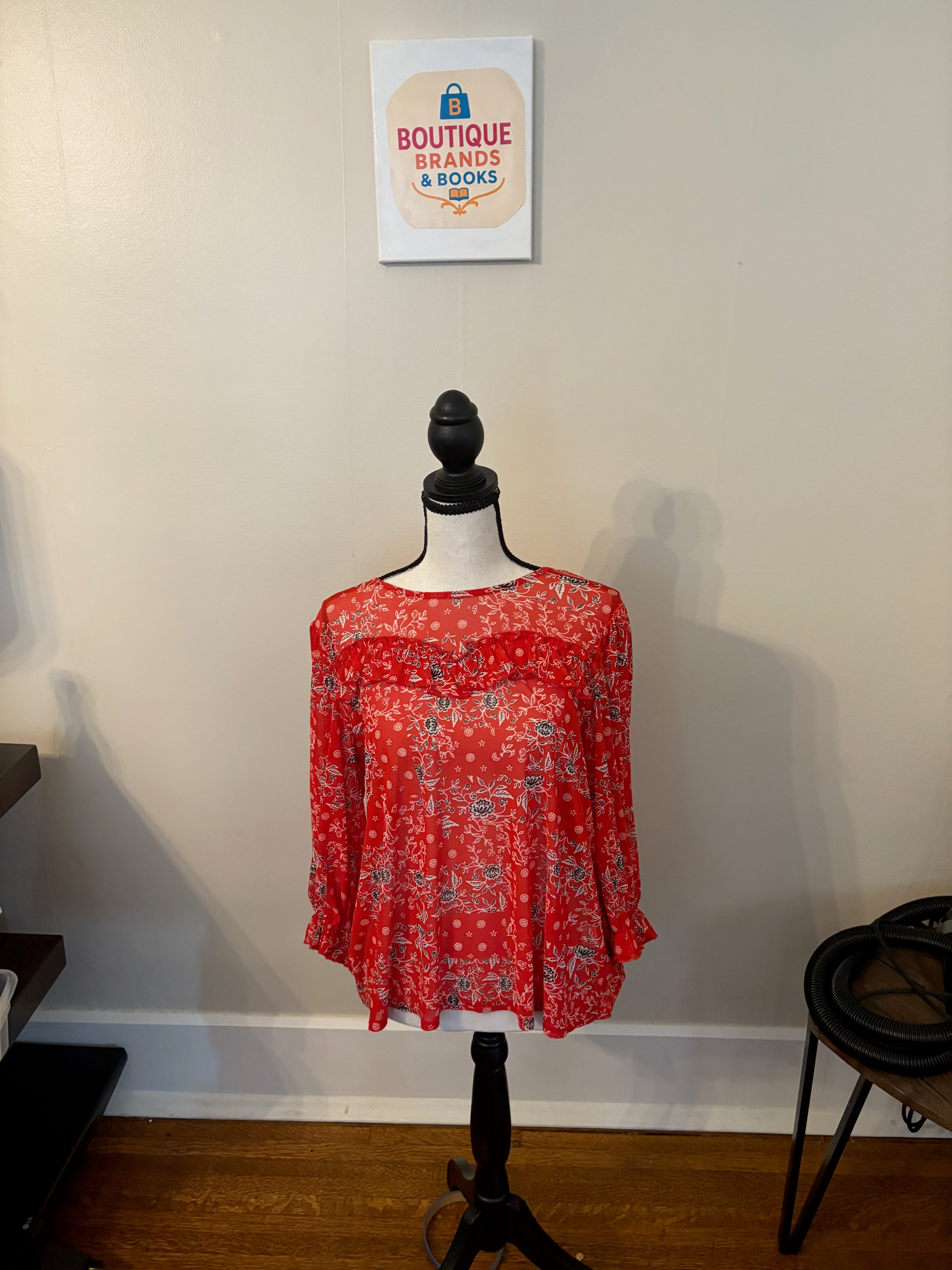 Ember M sheer red blouse