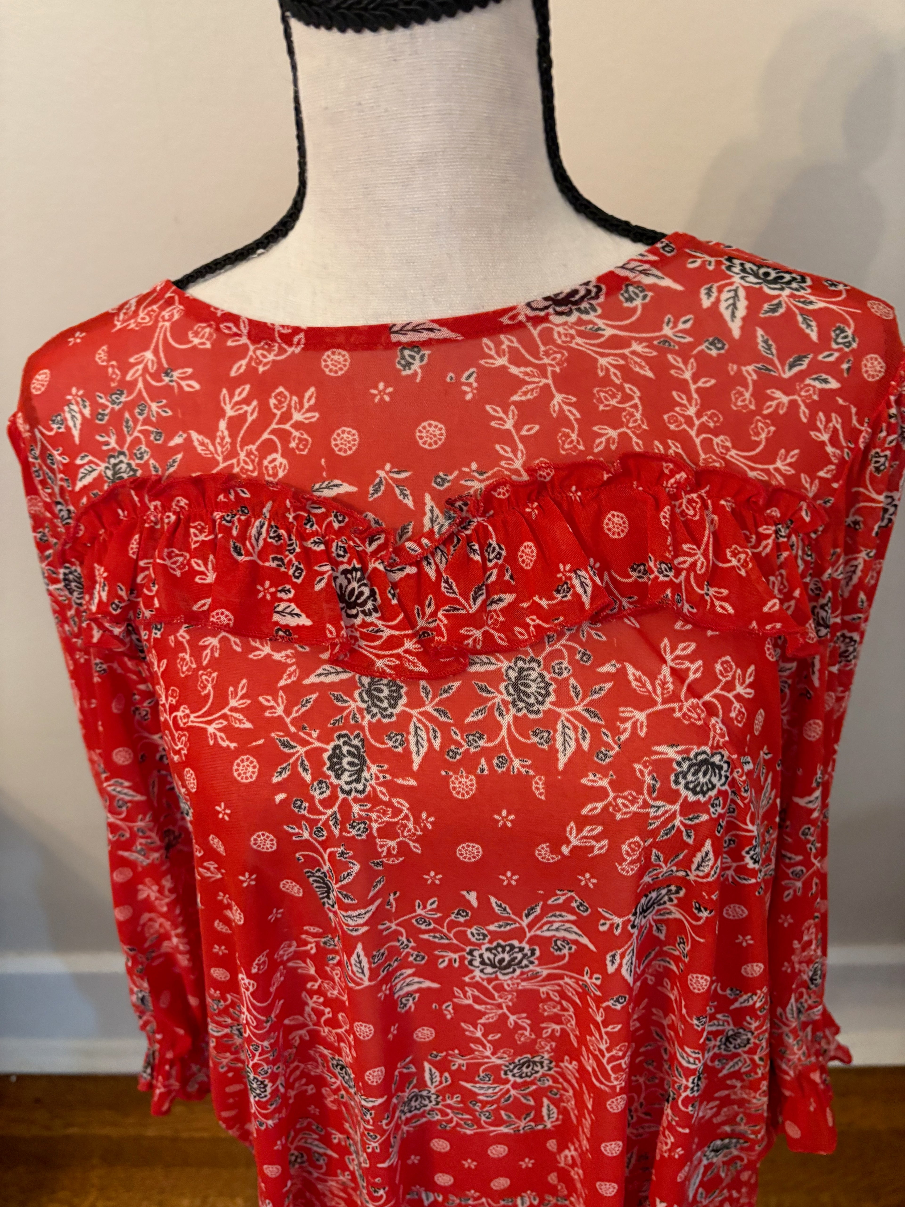 Ember M sheer red blouse
