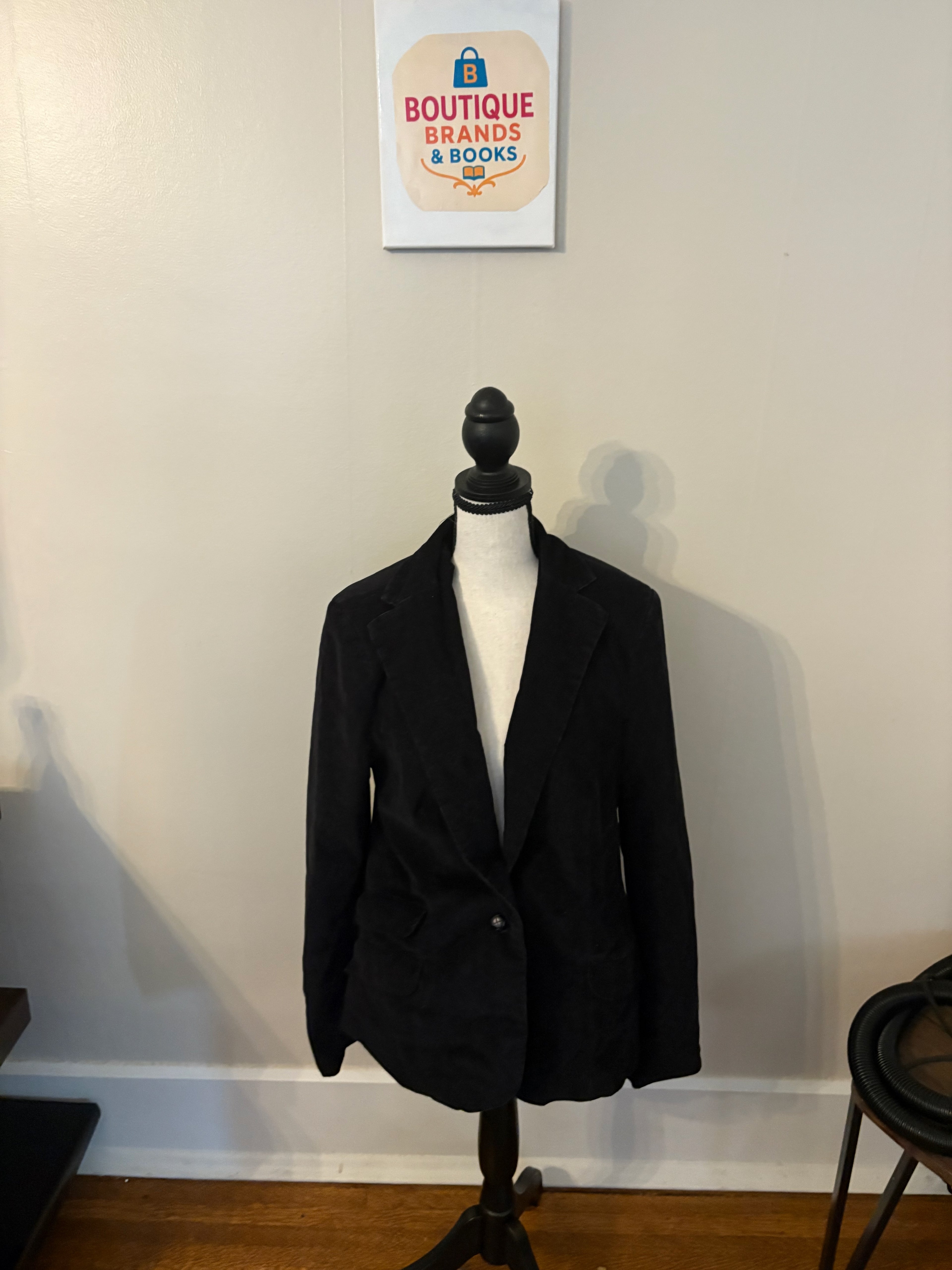London Jean Corduroy Black Blazer Size 12