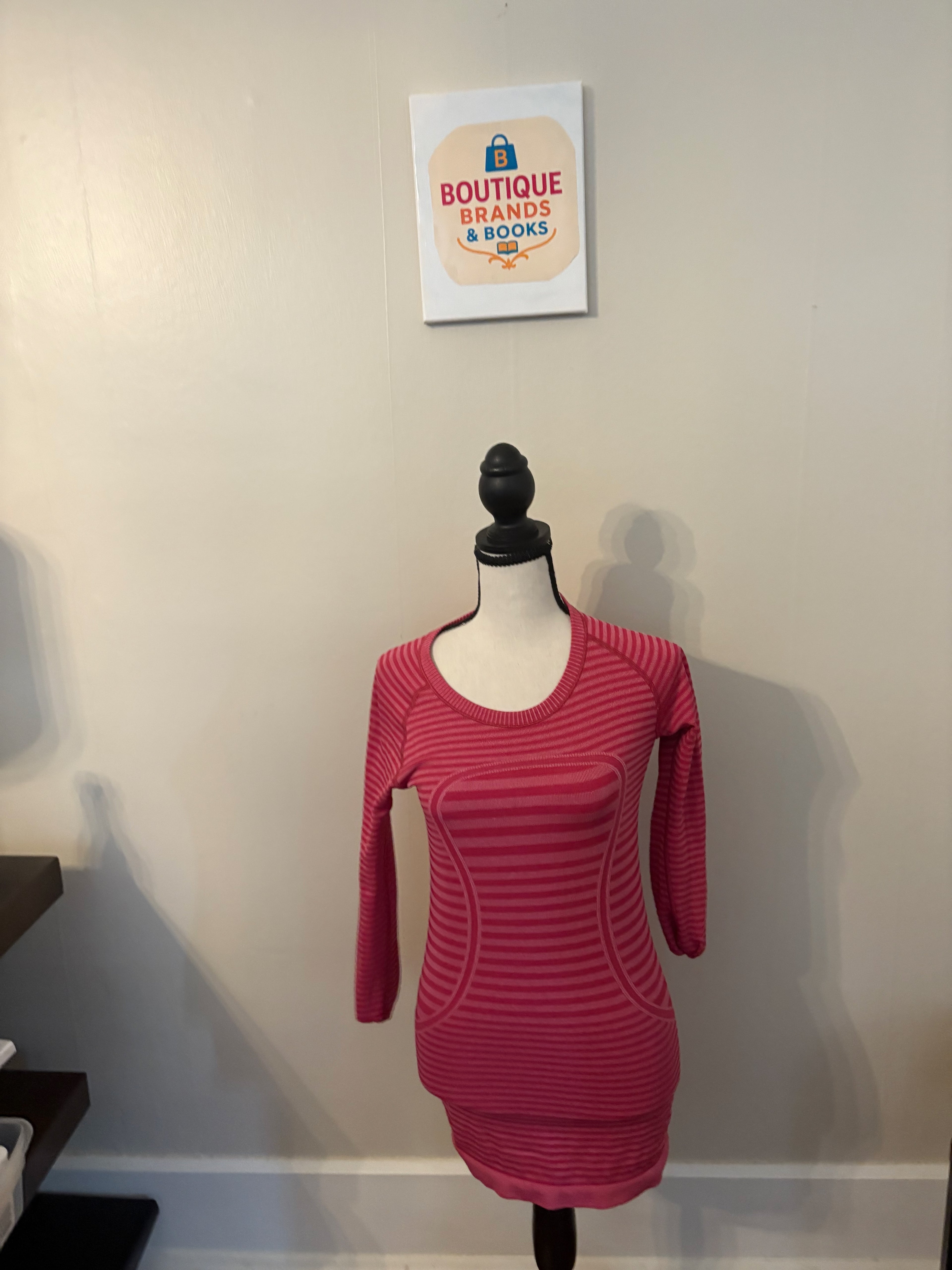 Lululemon Heathered Berry Rumble Red Stripe Swiftly Tech Long Sleeve Crew Top Size 6