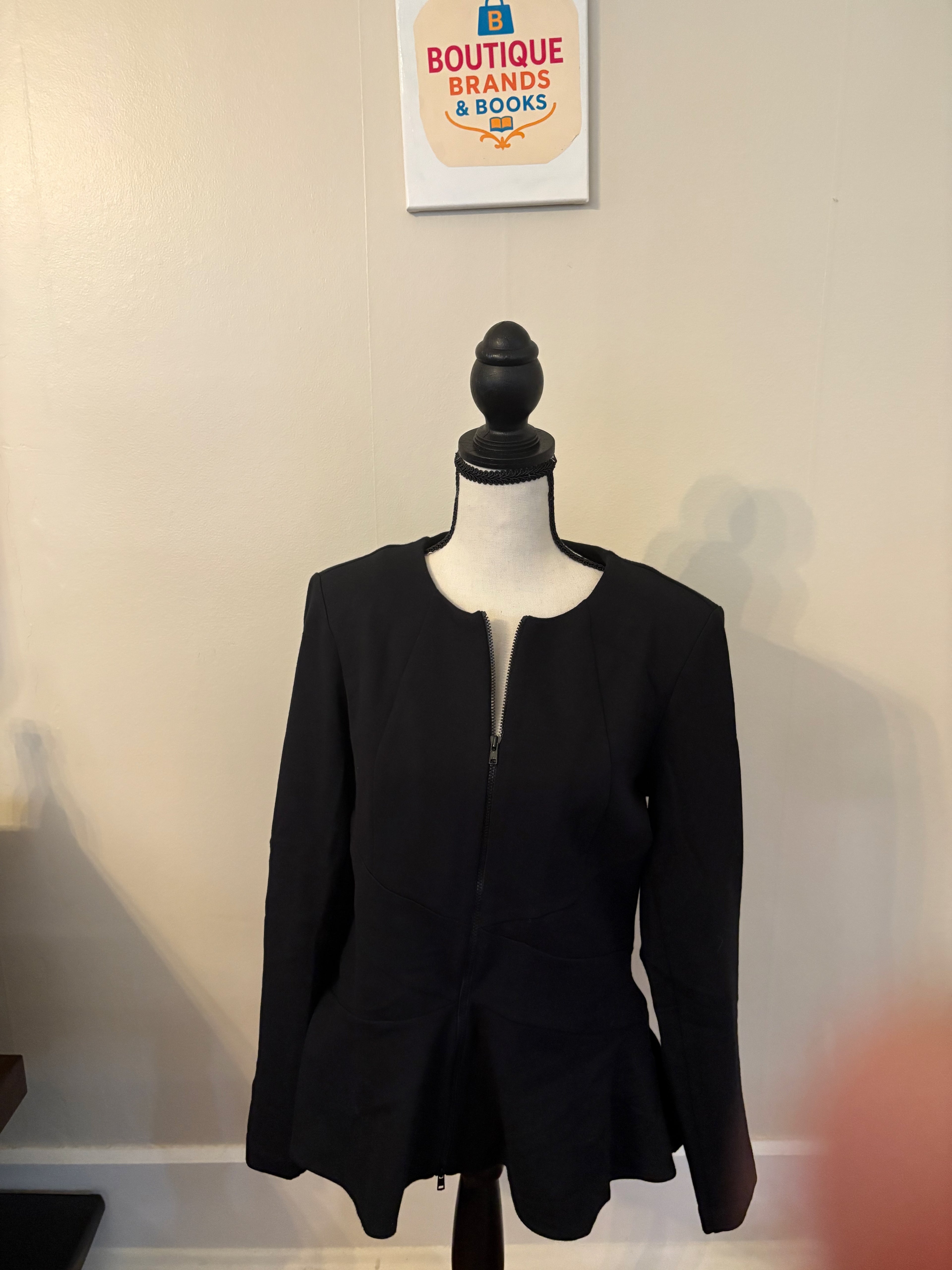 CAbi Crisscross Zip Dress Jacket Size S
