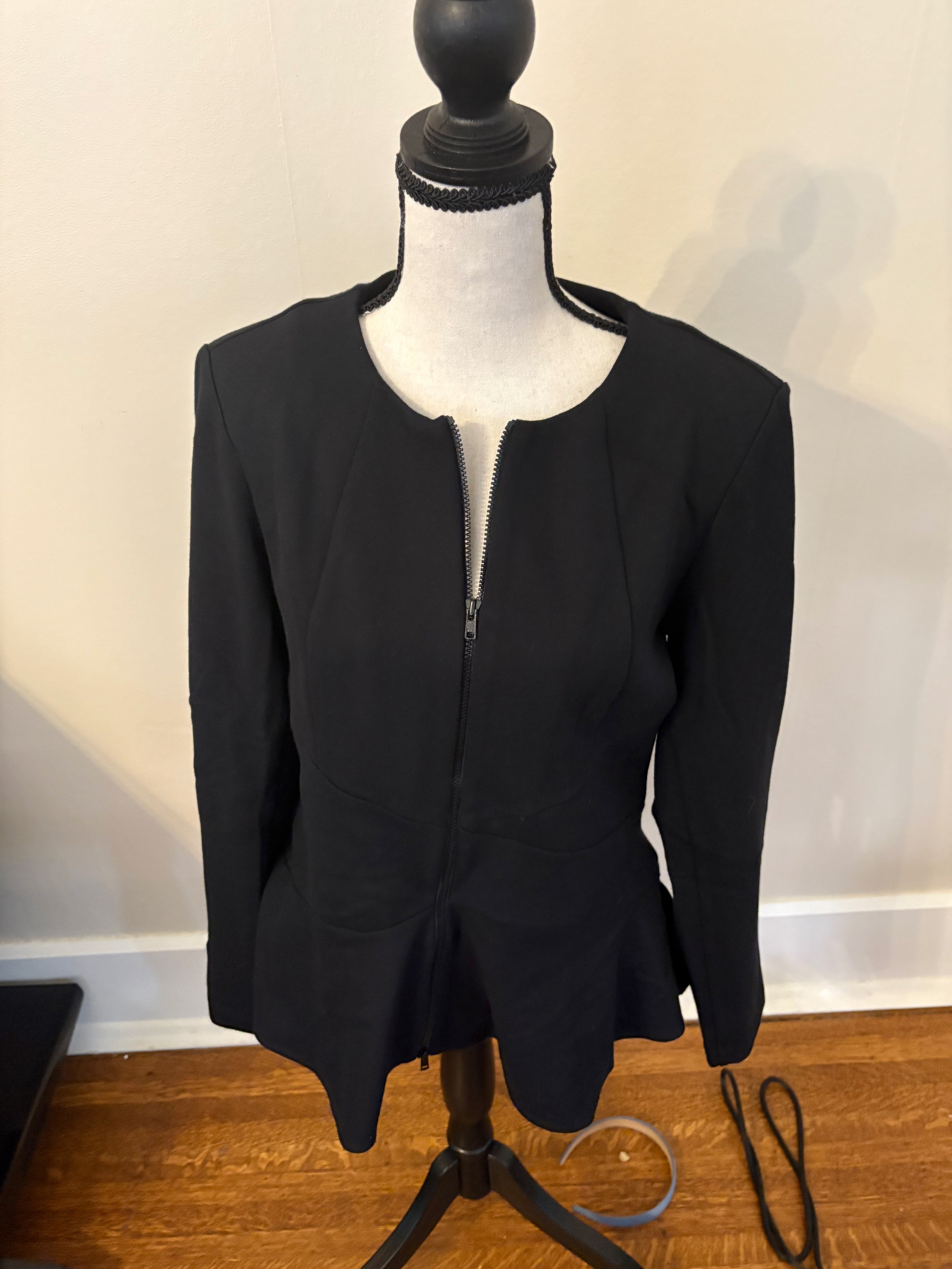 CAbi Crisscross Zip Dress Jacket Size S