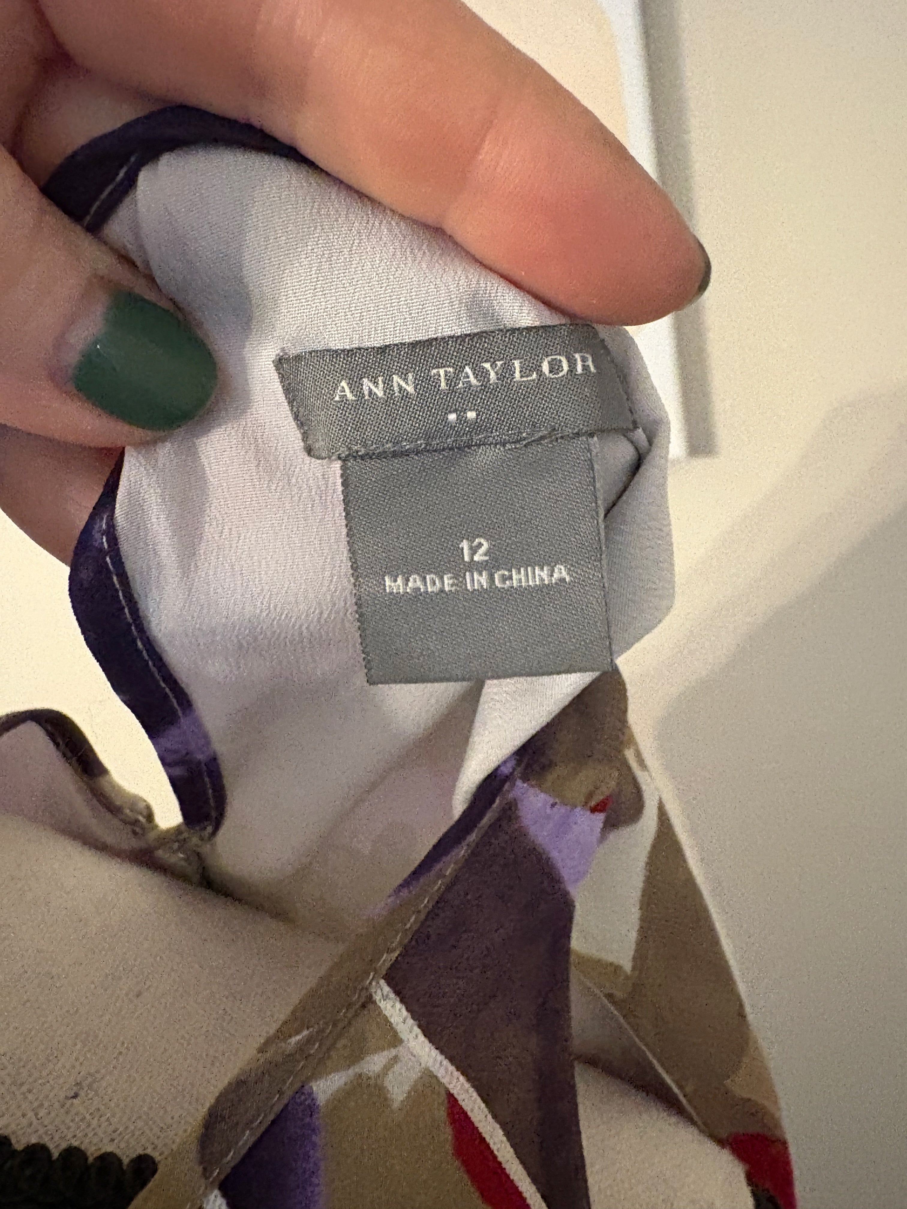Ann Taylor Fall Dress with Ruffle Size 12  Sleeveless Floral