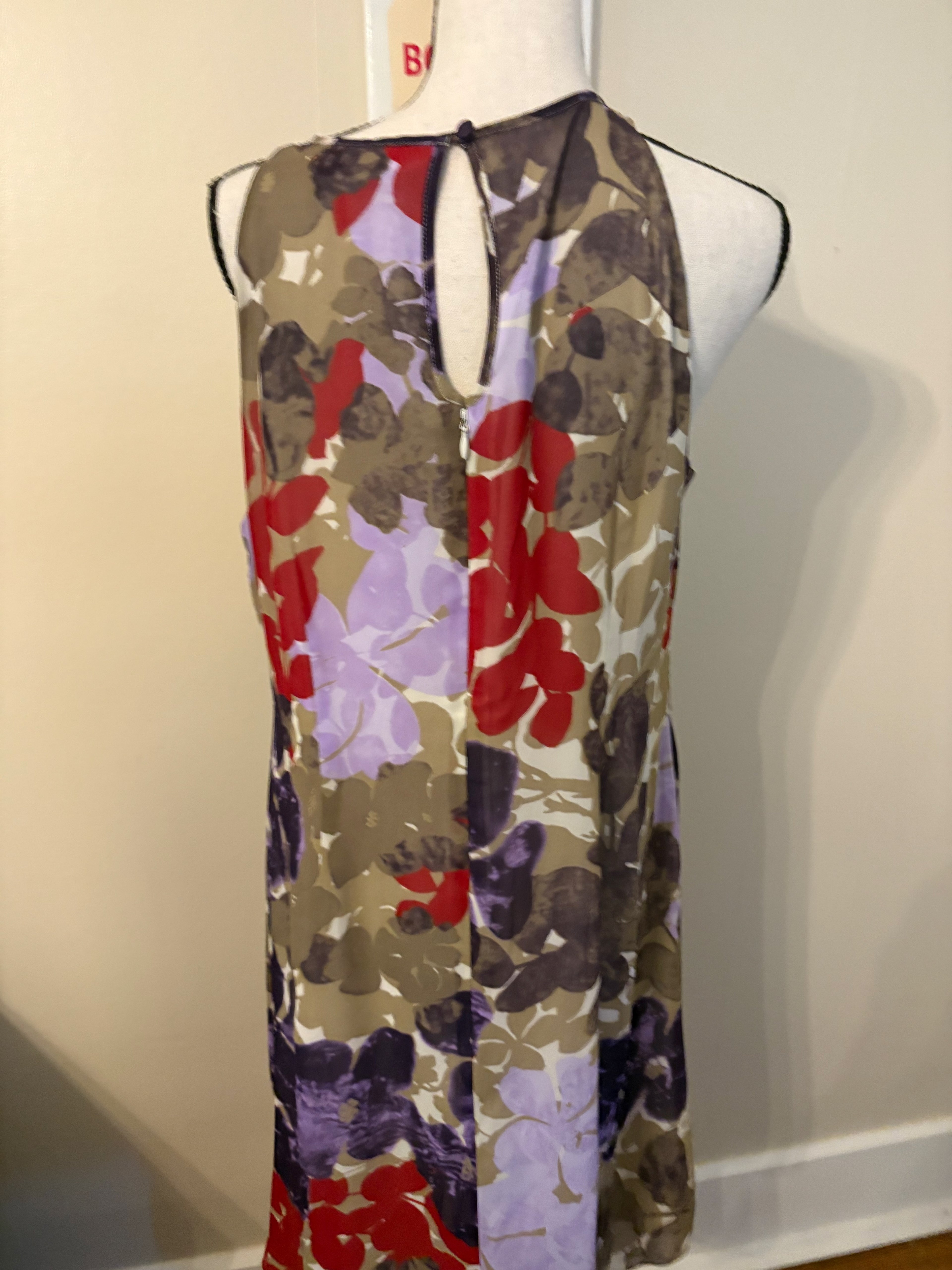 Ann Taylor Fall Dress with Ruffle Size 12  Sleeveless Floral