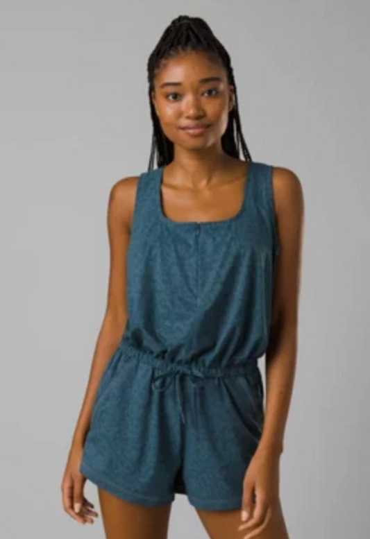 Share prAna Railay Romper Bluefin Wild Zip Pockets Lightweight Size M Brand New