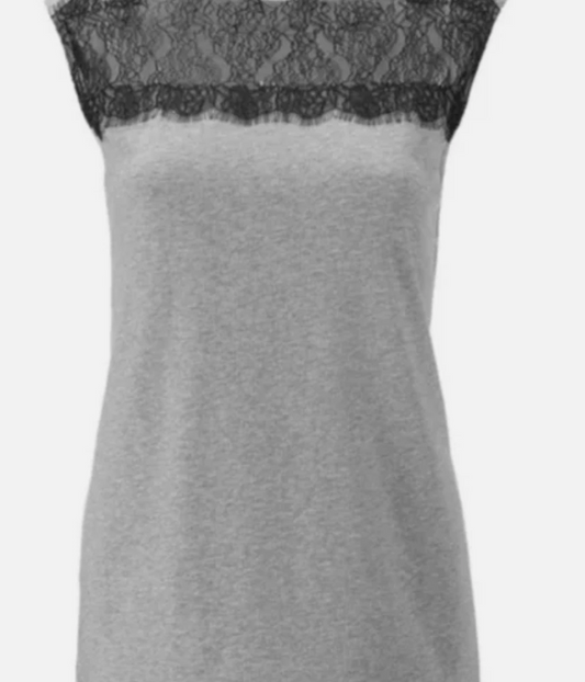 Cabi 3815 Womens Top Sz Medium Gray Black Lace Sleeveless Cotton Blend