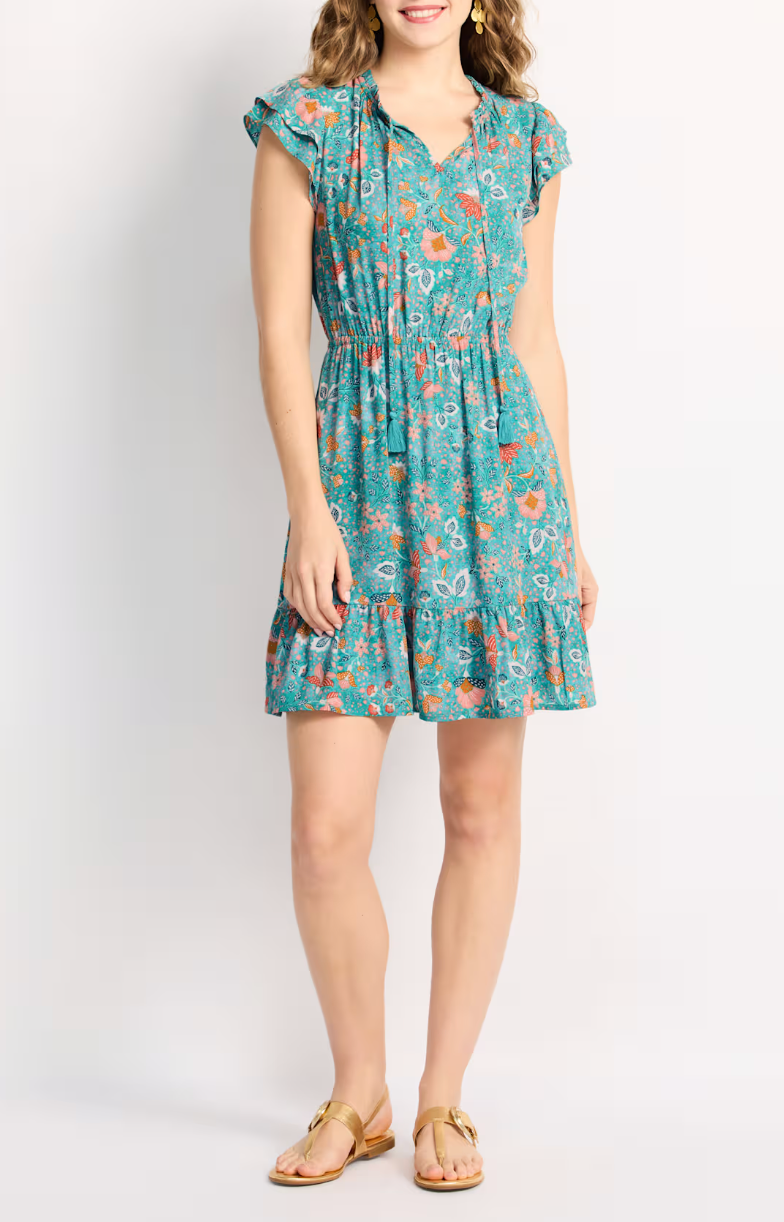 SOLD Les Serein Flutter Sleeve A-Line Mini Dress – Floral Print – Size M