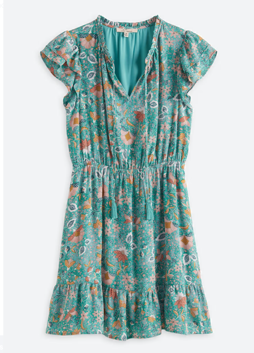 SOLD Les Serein Flutter Sleeve A-Line Mini Dress – Floral Print – Size M