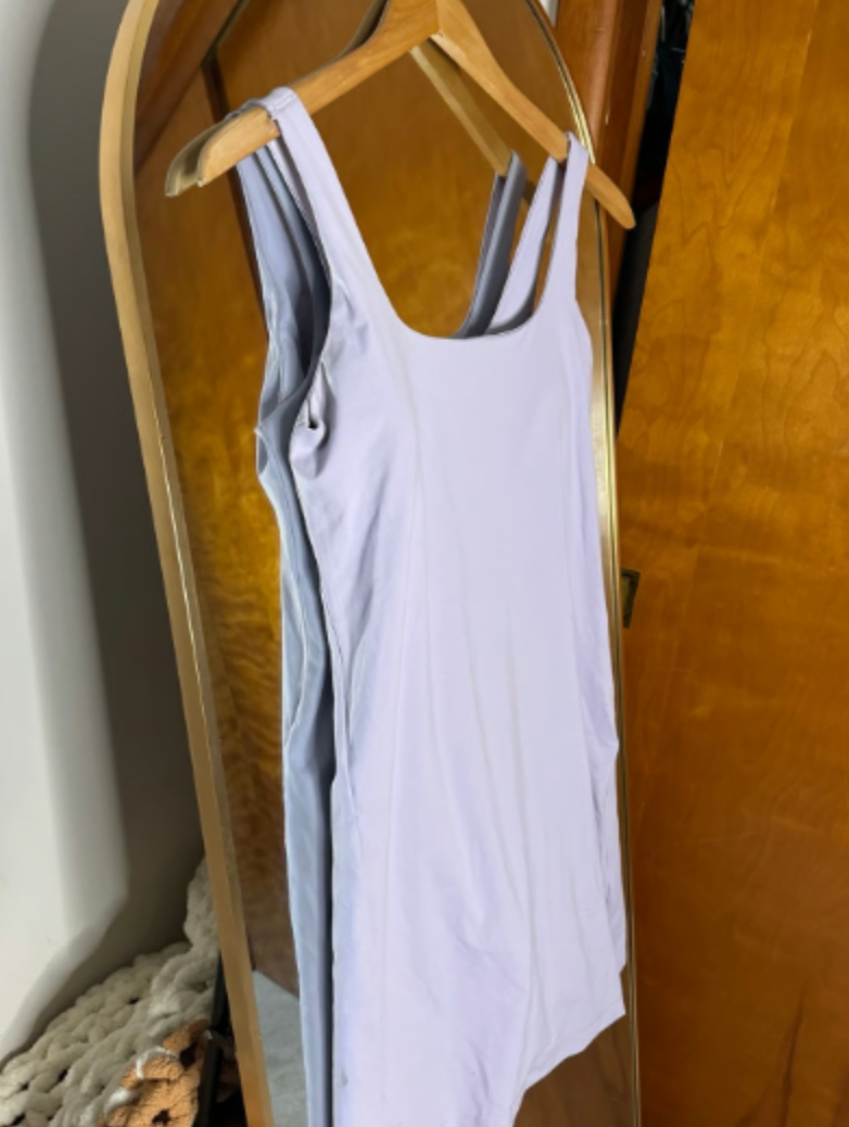 Women’s Medium PowerSoft Sleeveless Dress with Built-In Shorts – Lilac Lavender