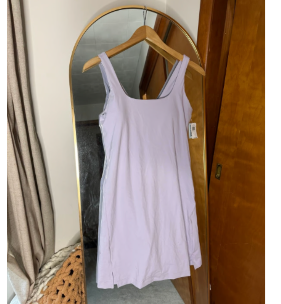 Women’s Medium PowerSoft Sleeveless Dress with Built-In Shorts – Lilac Lavender