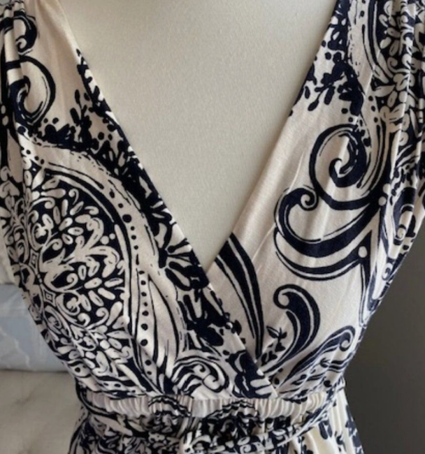 Anthropologie Weston Wear Black and Cream V-Neck Dres