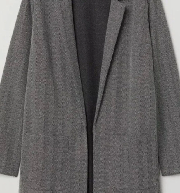 H&M Divided Black Houndstooth Long Jacket / Blazer – Women’s Size–Excellent Condition