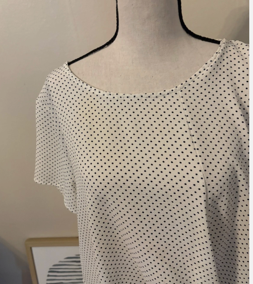 Tua Dots Blouse Top Blue and White NWOT Size XL